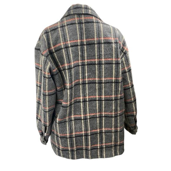 Forever 21 Gray Plaid Checkered Snap Button Down Long Sleeve Shirt Coat Jacket S - Picture 2 of 4
